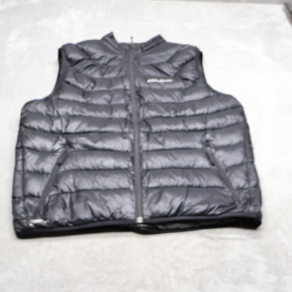 Eddie Bauer Down Vest Mens Large Black First Accent Insulated StormDown 800 Fill